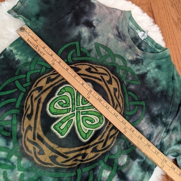 VINTAGE tie dye Irish Celtic tee t-shirt Green St. Patrick's day crew neck small - Picture 6 of 7